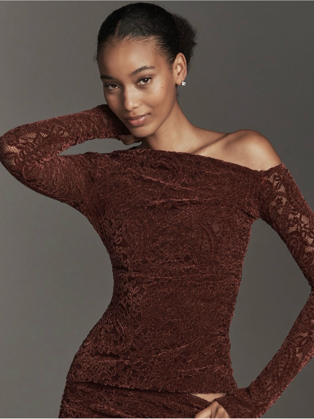 Anthropologie Cocoa Lace Top- Large NWT